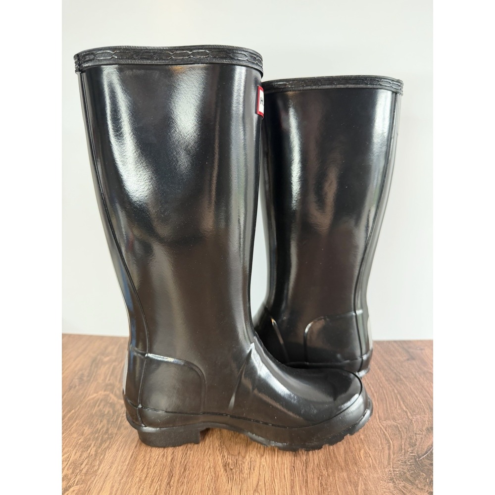 Hunter Original Kids Gloss Black Boot NIB Girl Size 2/ Boy Size 1 - Picture 9 of 13